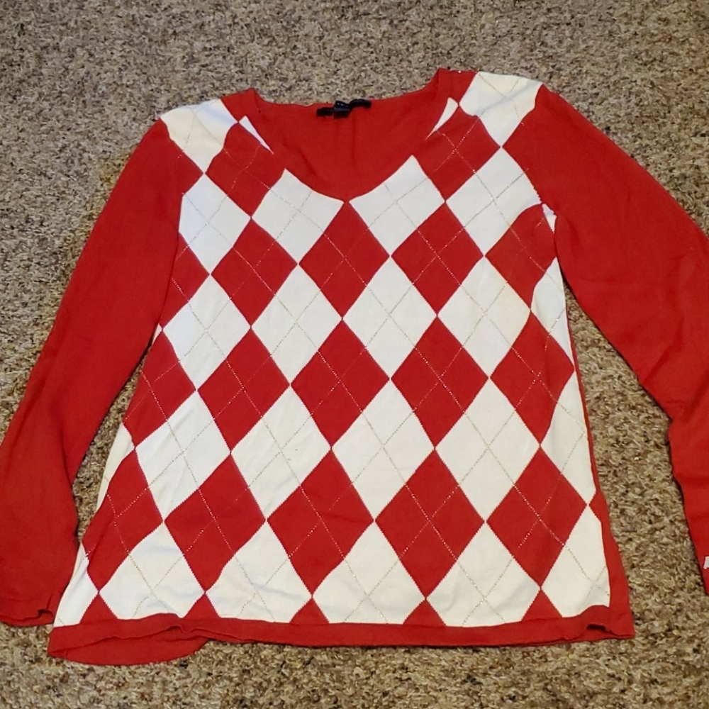 Tommy Hilfiger Plaid V Neck Sweater